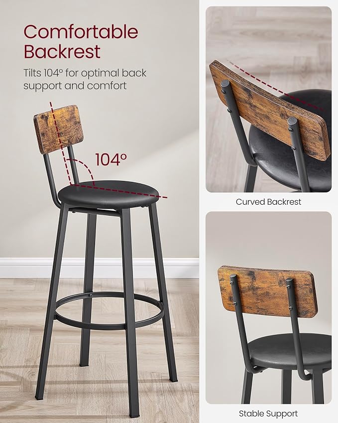 VASAGLE Bar Stools, 29.7 Inches Barstools - Image 8