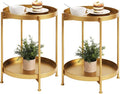Tiita 2 Pack Round End Table Mental Side Table Nightstand/Small Wood Tables by TiitaHome