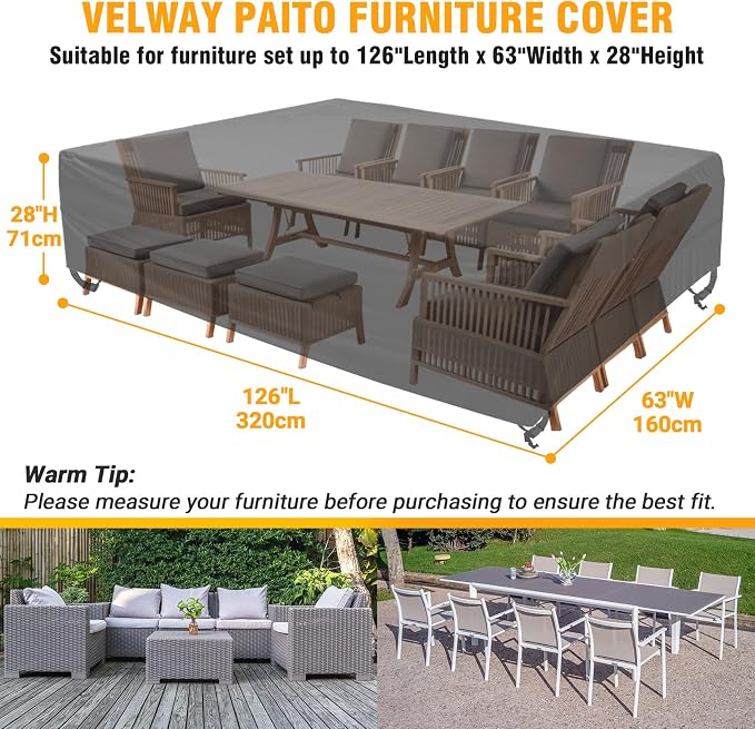 Velway Patio Furniture Cover Waterproof Outdoor Sectional Sofa Set Covers - Image 2