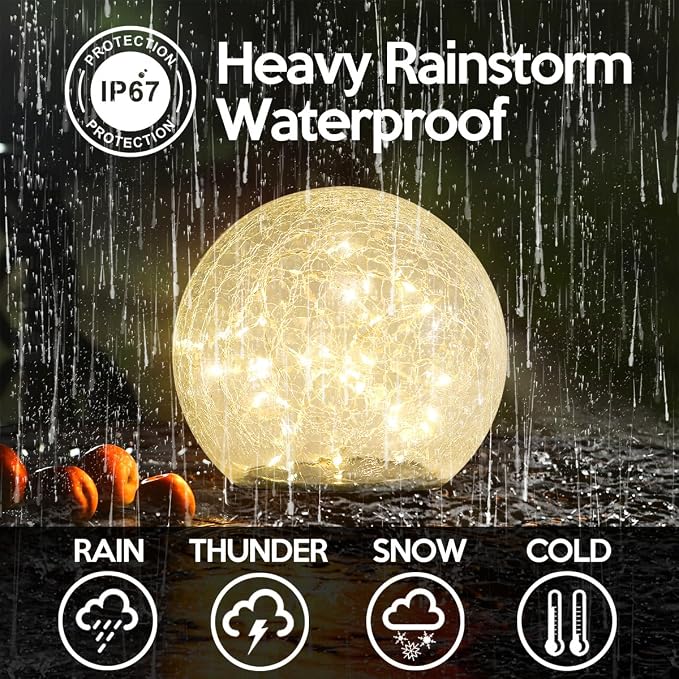 Outdoor Waterproof IP65 Solar Globe Lights, Led Solar Light Balls - Image 3