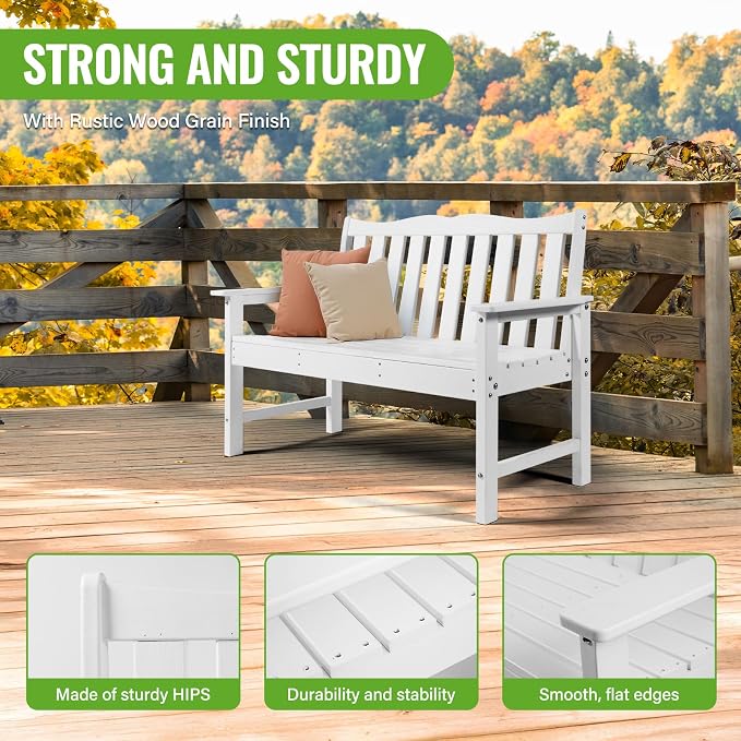 Backyard Expressions Poly Patio Bench – Weatherproof Outdoor Bench, Low - Image 5