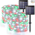 JMEXSUSS 2 Pack Red White and Green Solar Christmas Lights, Each 33FT 100 LED by JMEXSUSS