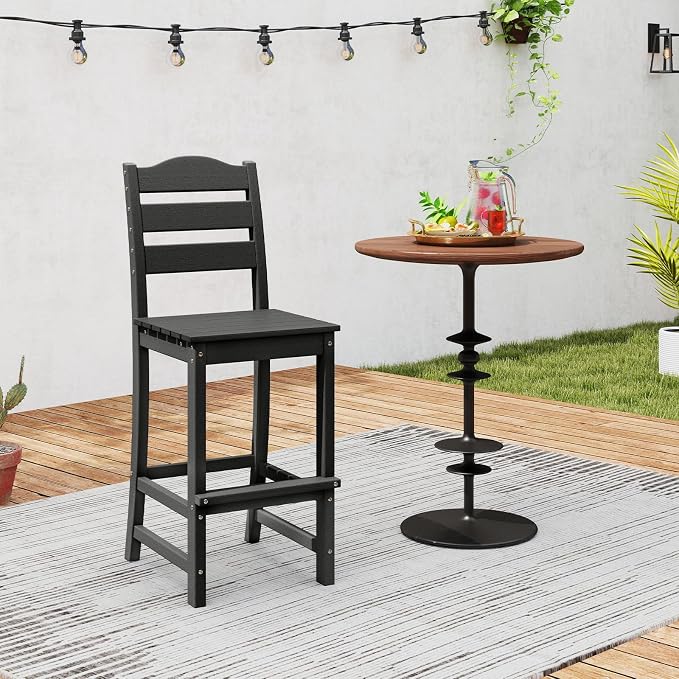 Giantex Outdoor HDPE Bar Stool, Patio Tall Bar Chair - Image 9