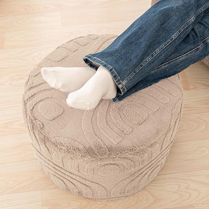 Asuprui Round Ottoman Pouf Ottoman Foot Stool Seat Faux Fur Bean Bag Foot Rest - Image 4
