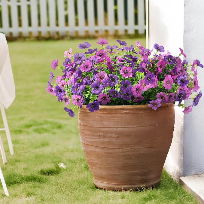 Artificial Flowers Faux Plants Outdoor Fake Flowers Spring Decor, 12 Bundles - Image 8