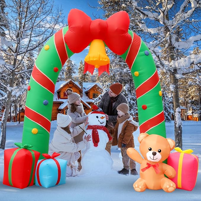 10FT Christmas Inflatable Outdoor Decorations Candy Cane Christmas Archway - Image 4
