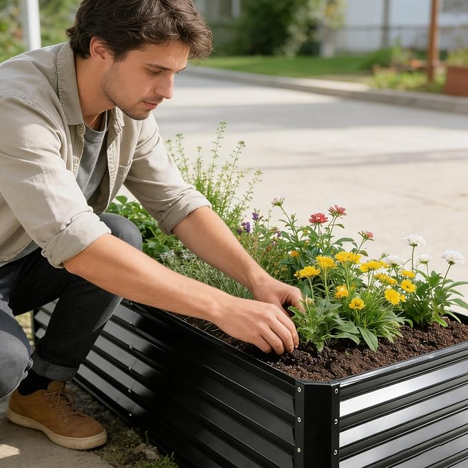 GARDMAX 6x3x1FT Raised Garden Bed Kit, Metal Planter Boxes Outdoor - Image 8