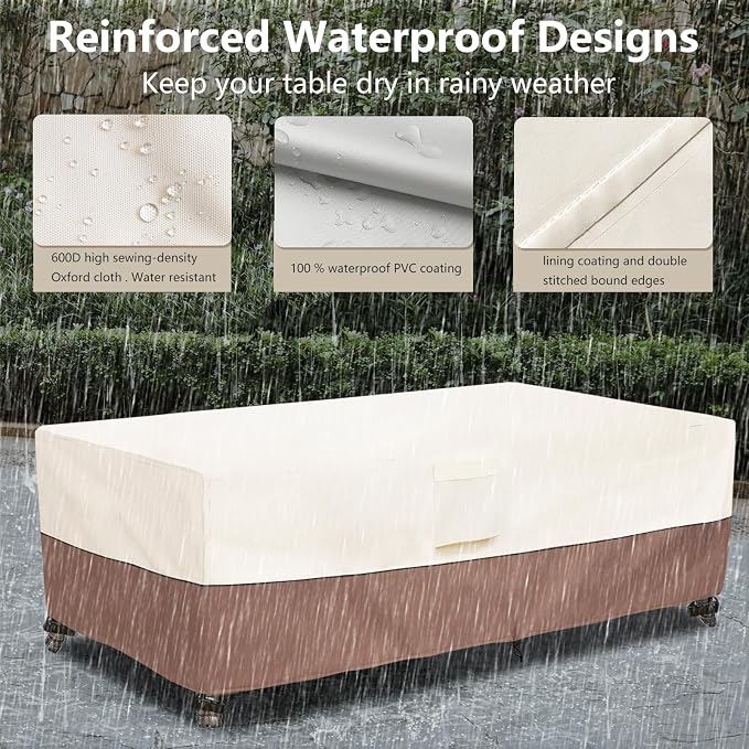 okcool Outdoor Coffee Table Cover, Waterproof Rectangular Patio Small Side - Image 6