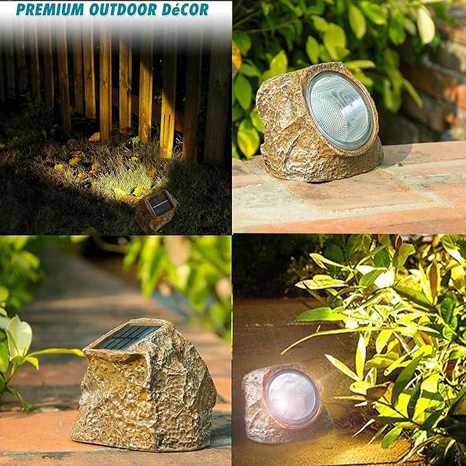 EiGreen Solar Garden Rock Lights Outdoor, 2 Pack 10 LED Waterproof Solar - Image 6
