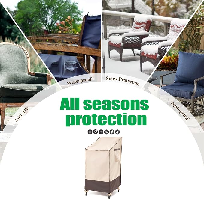 F&J Outdoors Waterproof Anti-UV Heavy Duty High Back / 4 Stackable Chairs Cover - Image 8