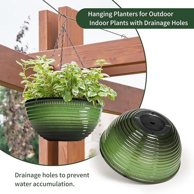 12 inch Hanging Planters for Indoor Outdoor Plants, 2 Pack Large Hanging Flower - Image 4