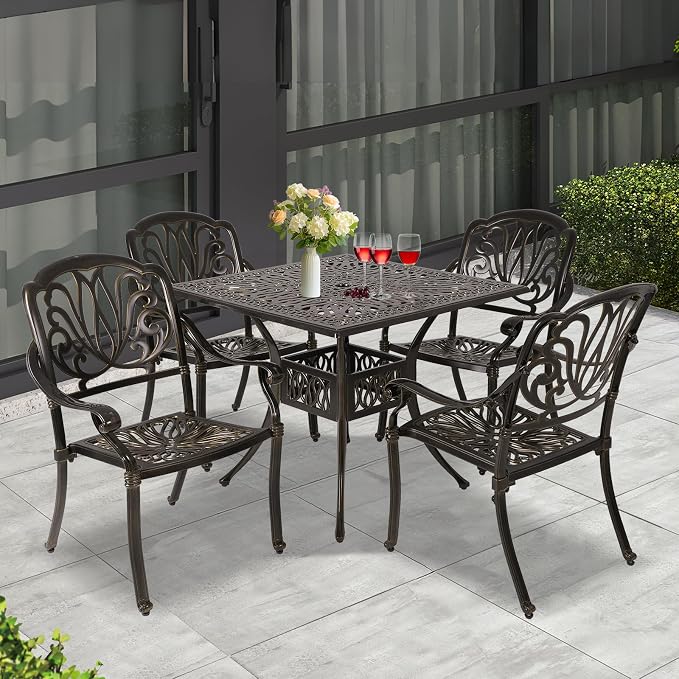 Patio Dining Table, Cast Aluminum Patio Table - Image 6
