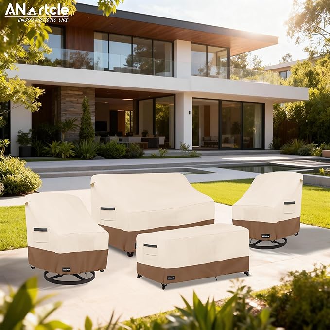 Patio Furniture Covers 4 Piece Set, 600D Waterproof Heavy Duty Outdoor - Image 4