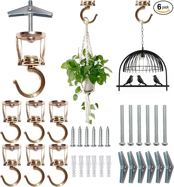 ONIKK Ceiling Hooks for Hanging Plants, Heavy Duty Metal Plant Hooks, Screw in by ONIKK