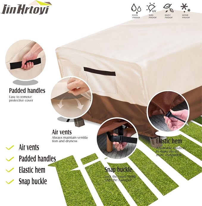 JinHrtoyi Patio Square Table Cover, 40Wx40Dx23H Inches 100% Waterproof Heavy - Image 6