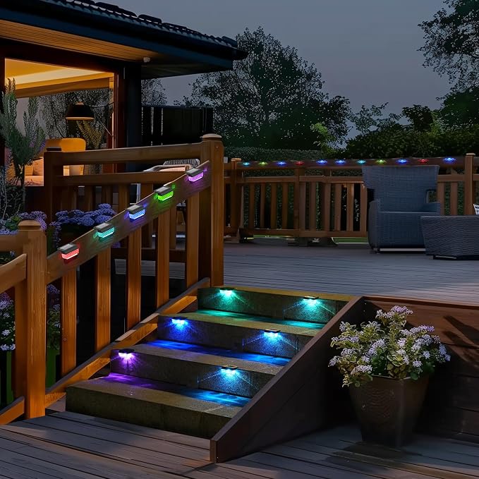 16 Pack Solar Fence Lights, RGB Color Changing Christmas Fence Solar Light - Image 5