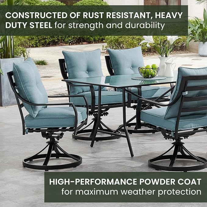 Hanover Lavallette 7-Piece Patio Dining Set, Modern Outdoor Dining Set - Image 5