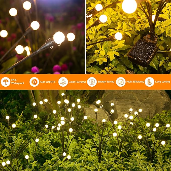Solar Lights Outdoor, ASMAD Solar Garden Lights, Outdoor Decorations, Firefly - Image 4