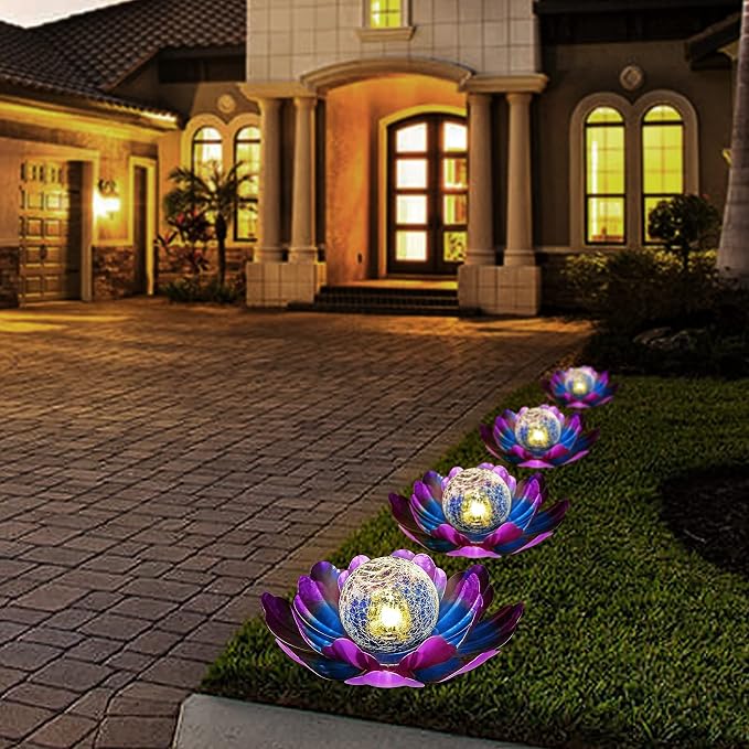 WNP Solar Lotus Flower Light Outdoor Decorations, Solar Powered Outdoor Garden - Image 7