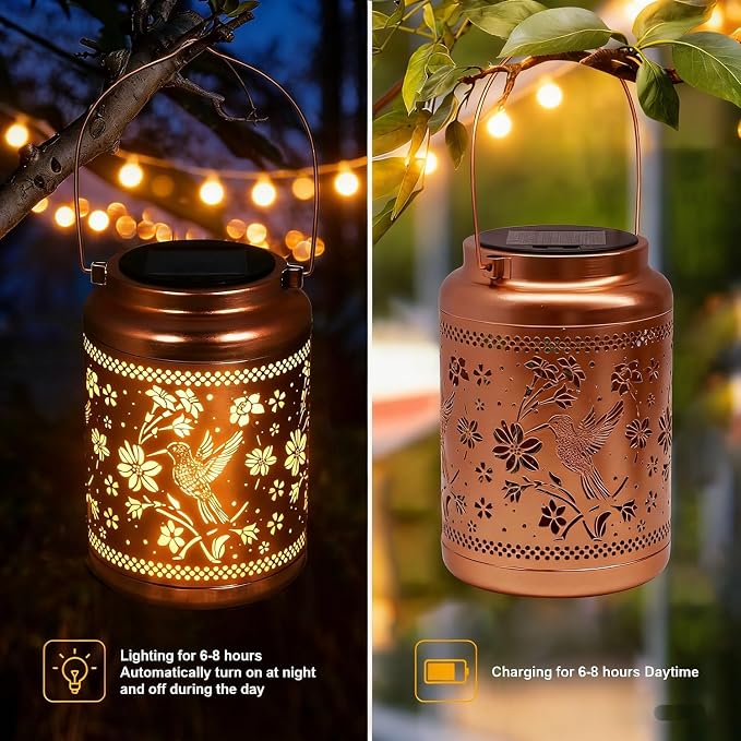 Solar Lanterns Outdoor Hummingbird Decorative Solar Lights Waterproof Metal - Image 4