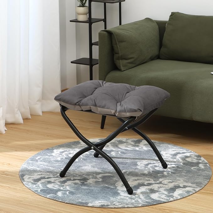15" Folding Ottoman, Foldable Footrest Stool, Portable Small Foot Stool - Image 4