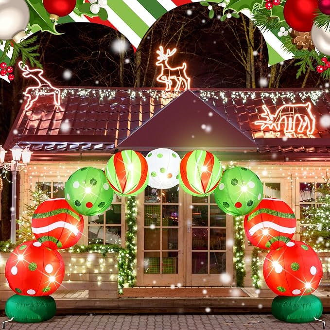 VIHOSE 8.2 FT Giant Christmas Inflatables Archway Christmas Blow Up Ball Arch - Image 5