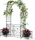 IRONMAX Garden Arch with Gate & Planter Boxes, 86” Heavy Duty Galvanized Steel by IRONMAX