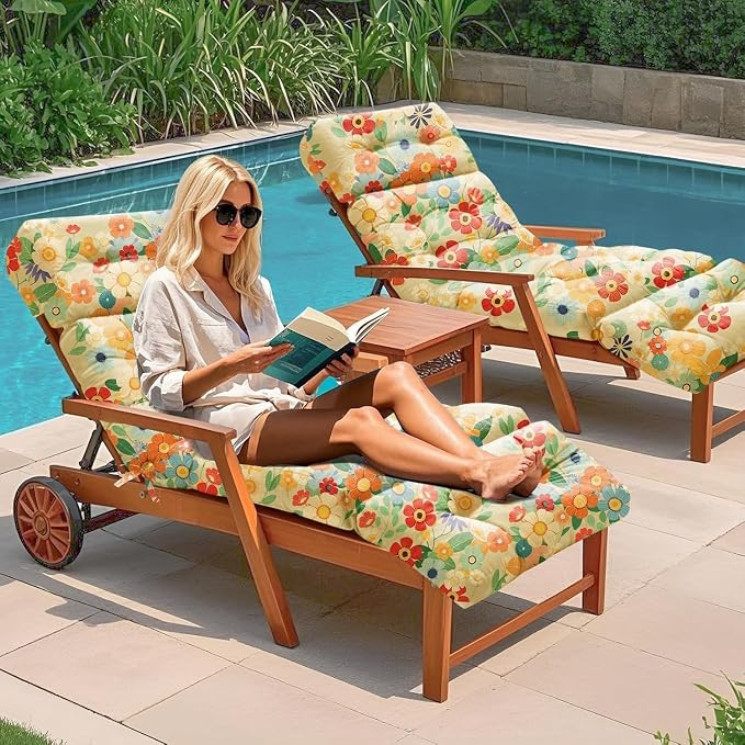 Outdoor Chaise Lounge Chair Cushion 75.1 x 22.8 x 4.7 Inches 100% Waterproof - Image 6
