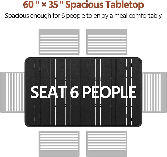 Yaheetech Outdoor Dining Table for 6 People, Rectangle Metal Slatted Patio Table - Image 7