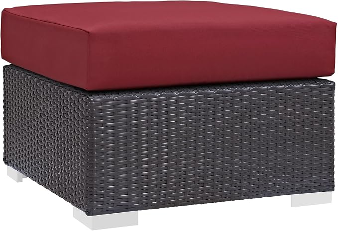 Modway Convene Wicker Rattan Outdoor Patio Square Ottoman by Modway