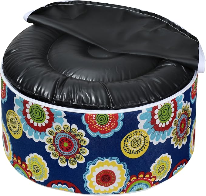 Magpie Fabrics Indoor/Outdoor Inflatable Stool Ottoman Pouf, Water Repellent - Image 7