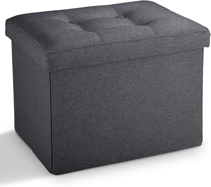 LINMAGCO Small Storage Ottoman Stool Foot Rest Stool Under Desk Stool Short by LINMAGCO