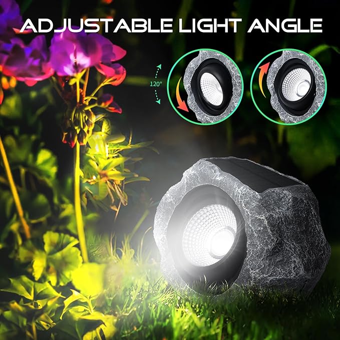 4 Pack Solar Rock Lights Outdoor, Angle Adjustable Solar Lights Outdoor - Image 2