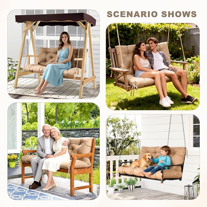 Porch Swing Cushion with Backrest, Waterproof Bench Cushion - Image 7