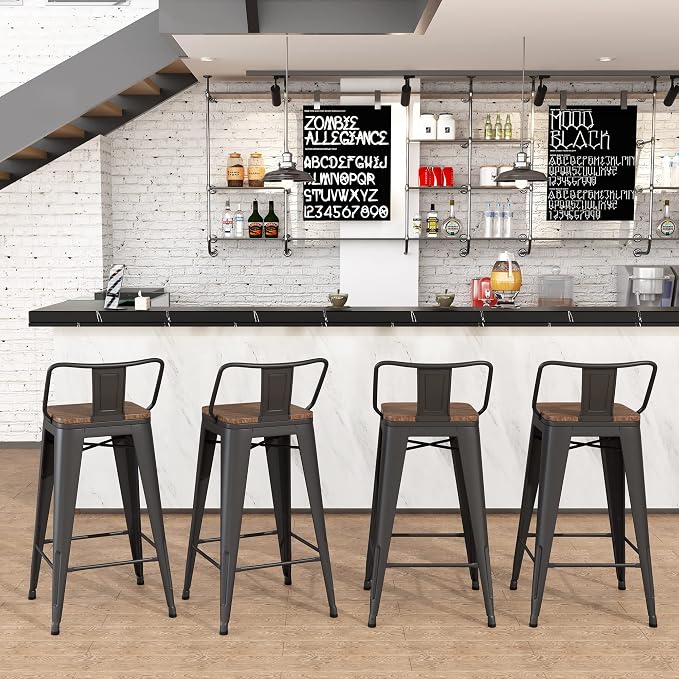 Yongchuang 24" Metal Barstools Set of 4 Counter Bar Stools - Image 8