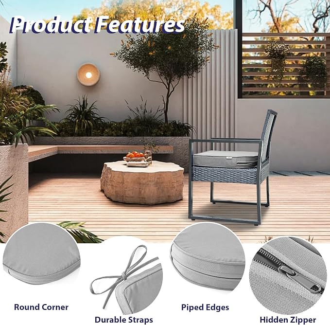 Outdoor Chair Cushions Set of 4 -Waterproof Outdoor Seat Cushions - Image 5