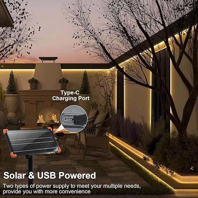 DBFAIRY 50Ft Solar LED Strip Lights Outdoor, Large Capacity Solar Powered Light - Image 6