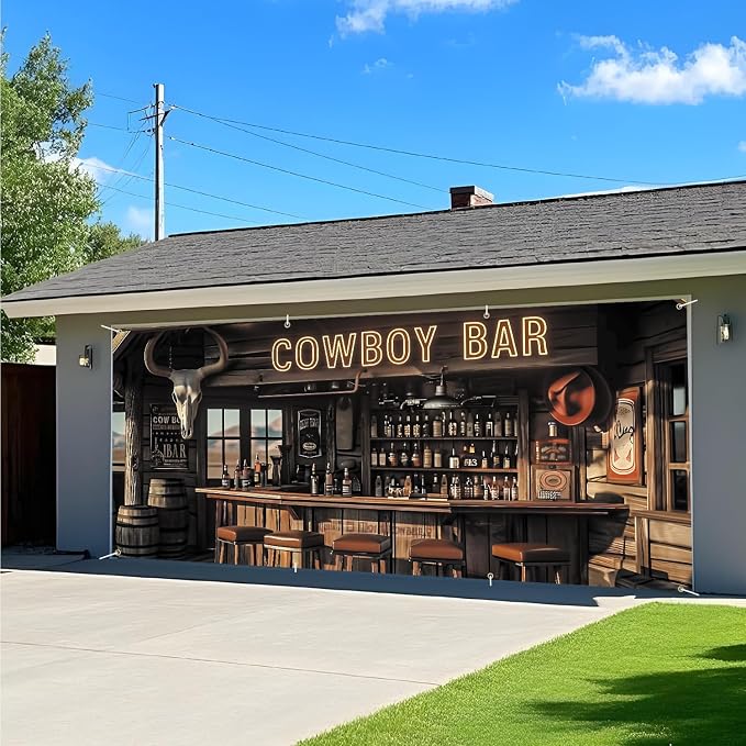 ANNA QUEEN Cowboy Bar Garage Door Banner 6x13FT, Western Saloon Bar Garage Door - Image 8
