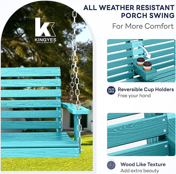 KINGYES Outdoor Hanging Patio Swing Set of 4, 2 Seat Swing Chair - Image 2
