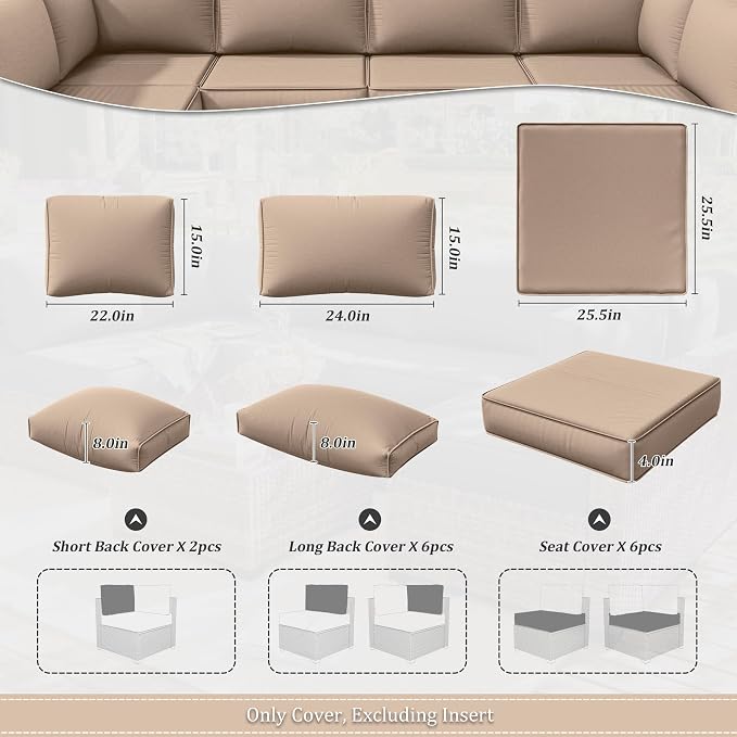 14 Pcs Outdoor Cushion Slipcovers Outdoor Patio Cushion Covers Replacement - Image 2