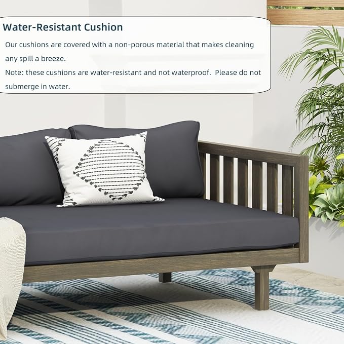 Merax Outdoor Acacia Wood Daybed, 3 Seater Day Bed Couch Sofa - Image 5