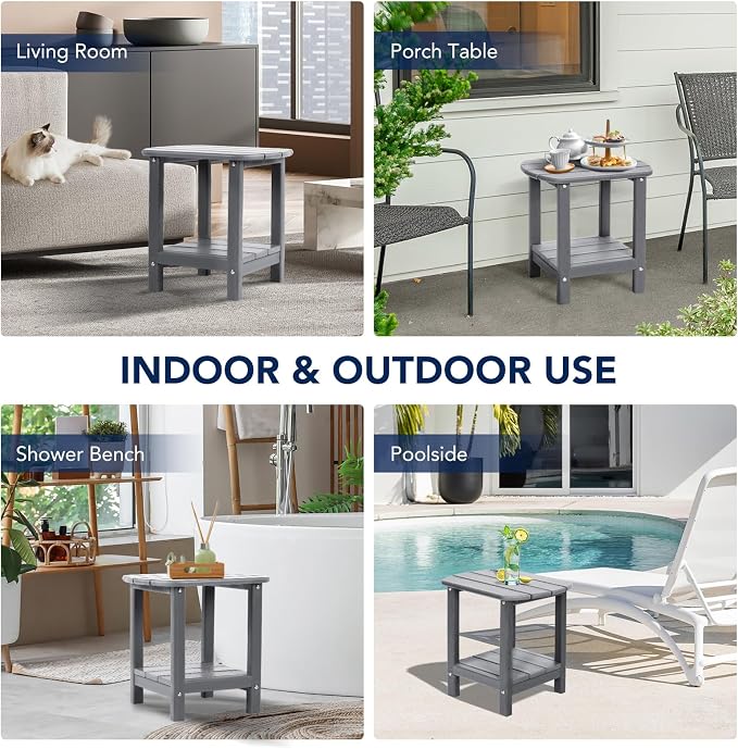 nalone Adirondack Side Table 16.5" Outdoor Side Table HDPE Plastic Double - Image 8
