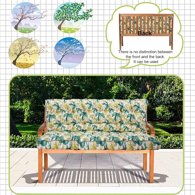 Waterproof Porch Swing Cushion Replacement, 2–3 Seat Swing Seat Cushion - Image 4
