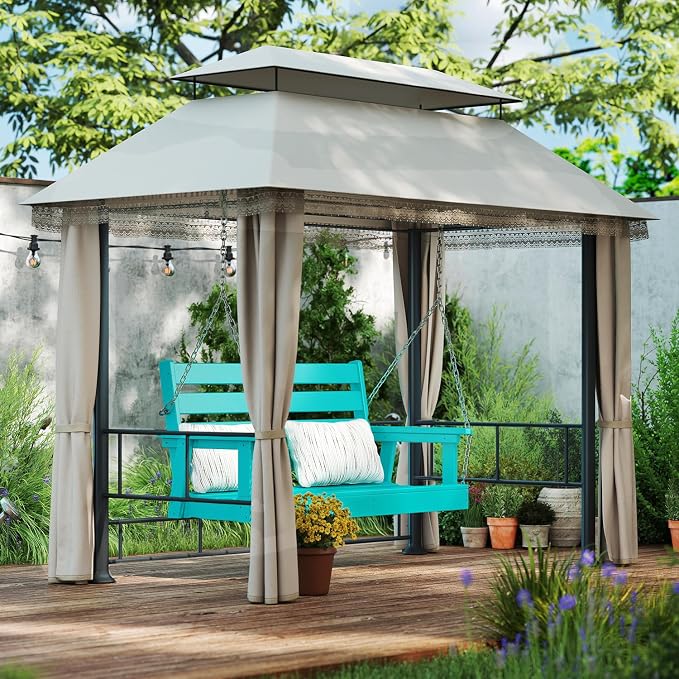 IVY&LANE Outdoor Porch Swing | HDPE Plastic | 2-Person | Hanging Bench Swings | - Image 5