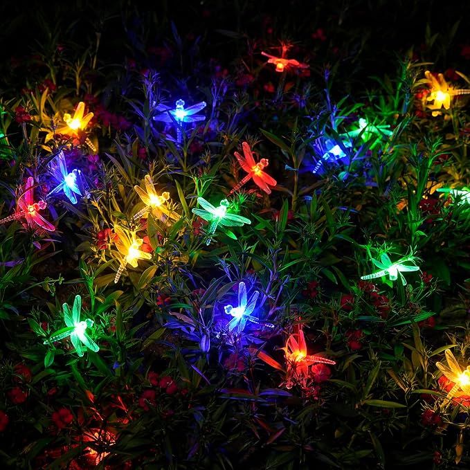 JMEXSUSS Dragonfly Solar String Lights Outdoor, 25.6FT 30 LED Waterproof Solar - Image 8