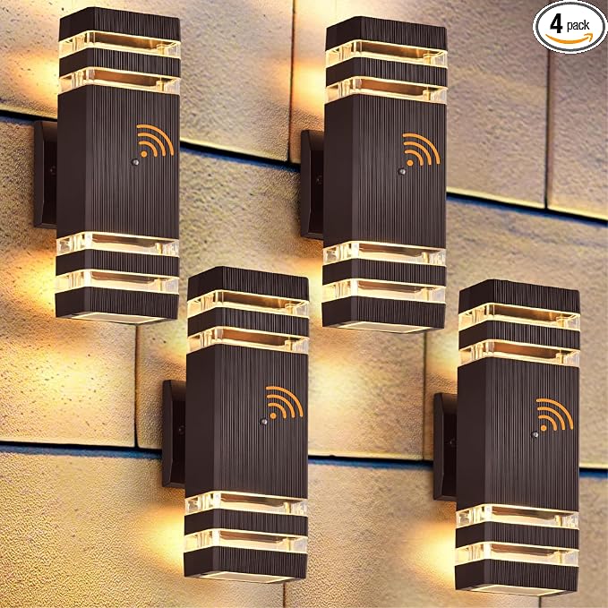 DASTOR 4 Pack Dusk to Dawn Outdoor Lighting, Modern Outdoor Wall Light Fixtures by DASTOR
