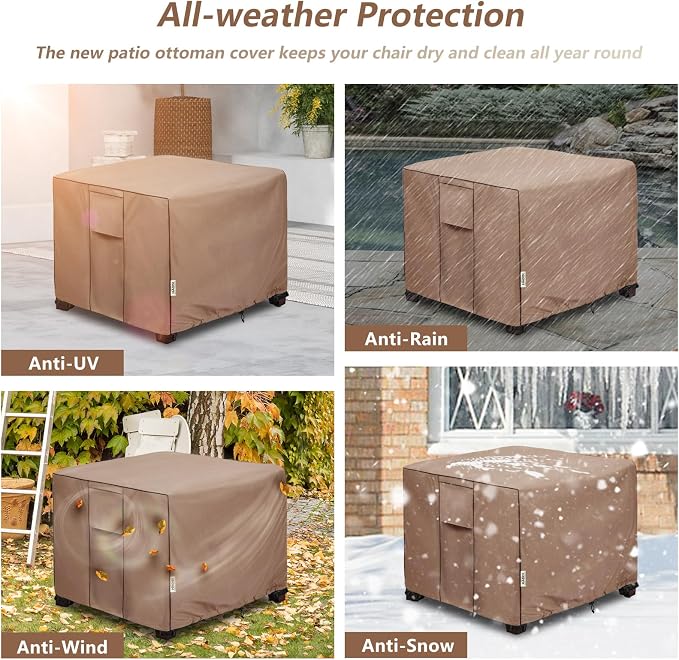 Outdoor Ottoman Cover Waterproof Square Patio Small Side Table Covers, Outdoor - Image 5