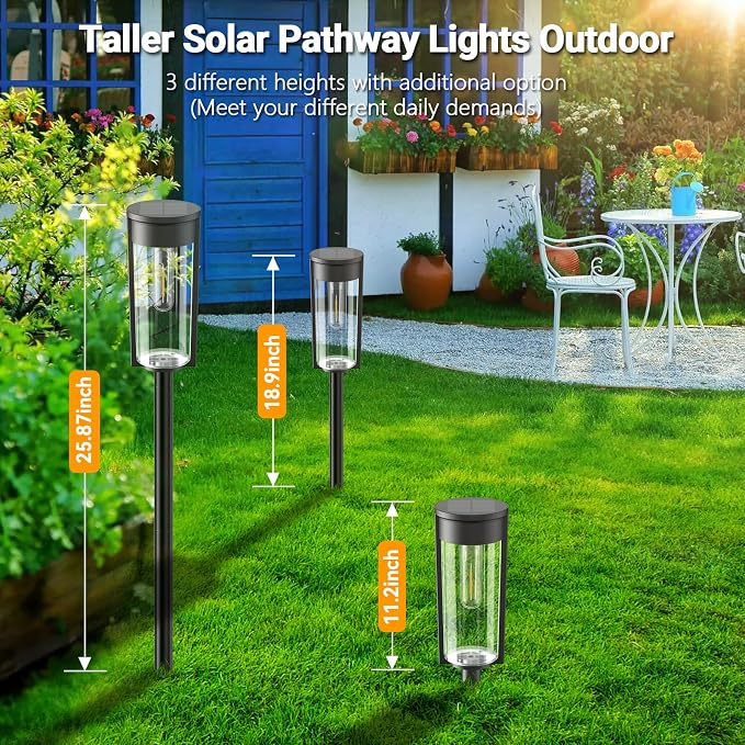 LETMY Solar Pathway Lights Outdoor, Upgraded 8 Pack Solar Lights Outdoor - Image 6