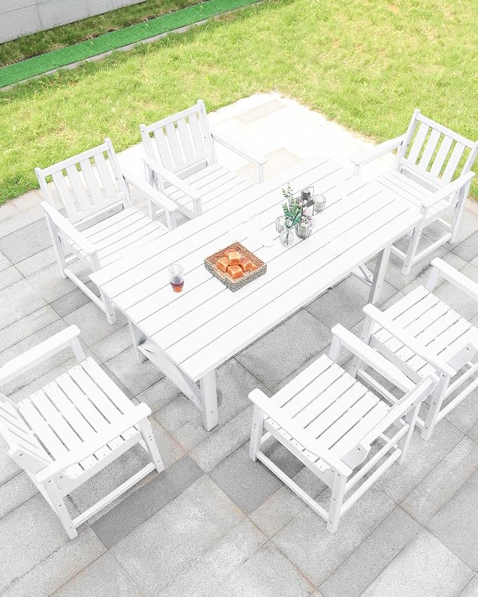 7 Pieces HDPE Outdoor Dining Set, Patio Dining Set - Image 2