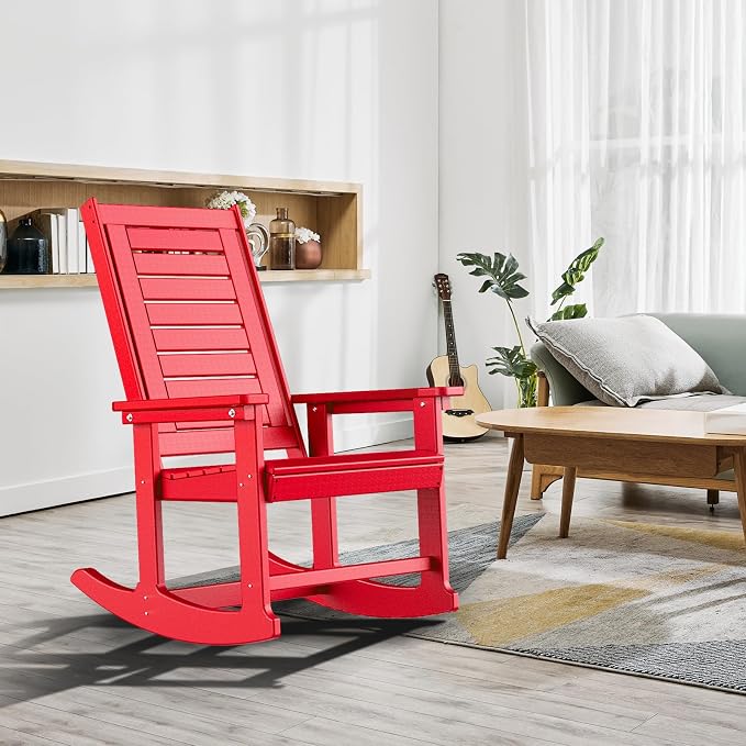 GREENVINES Outdoor Rocking Chairs | Set of 4 | Porch Rocker | HDPE Plastic | - Image 5